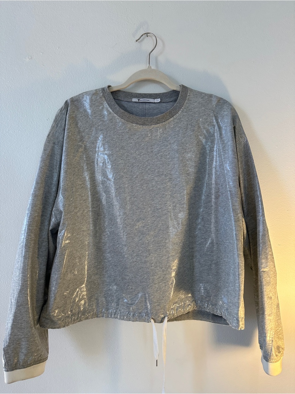 Alexander Wang Silver-Gray Long Sleeve Pullover Sweatshirt